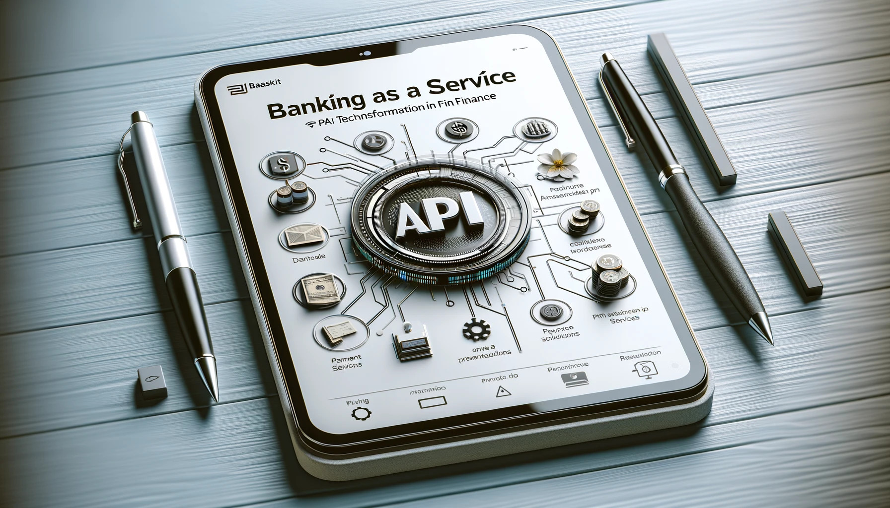 Banking as a Service concept with API technology on a digital tablet