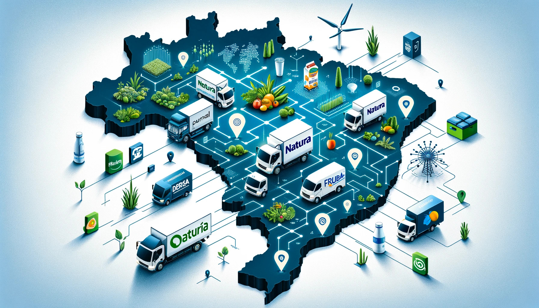 Illustration of logistics and delivery network in Brazil.